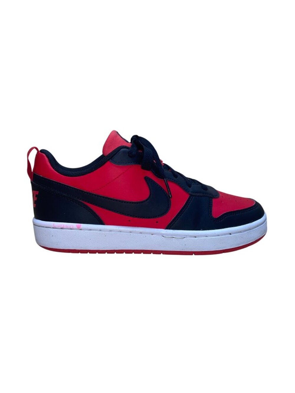 Nike Youth University Red & Black Court Borough Low Recraft Sneakers Size 6.5Y